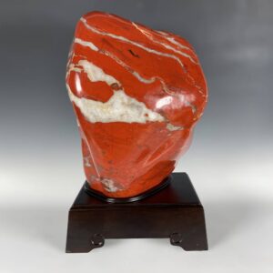 Chinese Ji Xue Shi (Chicken Blood Stone) on Hardwood Base