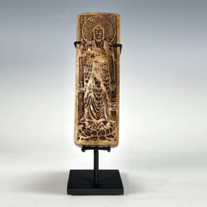 Chinese Monastery Stamp or Seal Depicting Buddha with Mandorla, Based