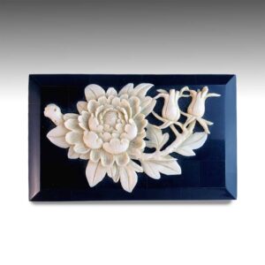 Japanese Antique Box with Carved Flower Motif