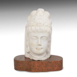 Chinese Figure Bust of Quan Yin on Wood Base