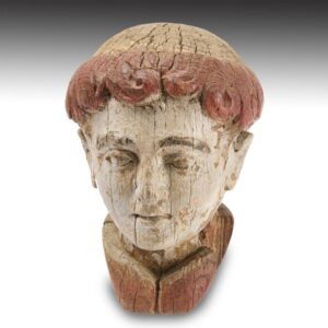 Italian Carved Wood Monk's Head