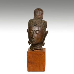 Thai Bronze Buddha Head, Based