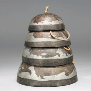 Japanese Set of 4 Graduated Temple Bells with Dragon Motif
