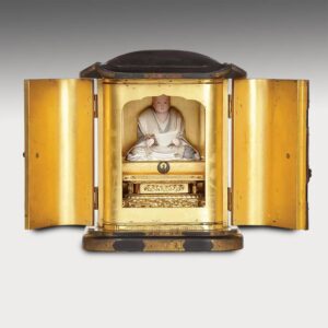 Japanese Zushi Shrine with Seated Nichiren Figure