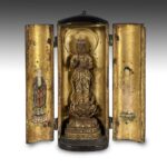 Japanese Miniature Boxed Zhushi Shrine with Standing Buddha, Japan