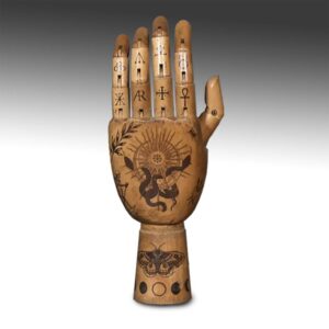 French Tattooed Hand with Eye, Skeleton and Serpents