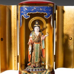 Japanese Boxed Zushi Shrine of Quan Yin or Kannon with Mandorla