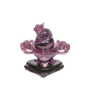 Chinese MiniatureTripod Vessel Having Taotie Mask Loop Handles with Beast Finial Lid