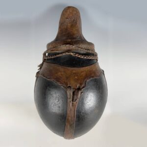 Ethiopian Round Milk Jug with String Tied Leather Top
