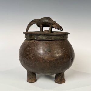 Ashanti Circular Gold Box with Elephant Lid