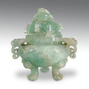 Chinese Lidded Urn with Paw Feet Featuring Ram's Heads & Chilong Finial