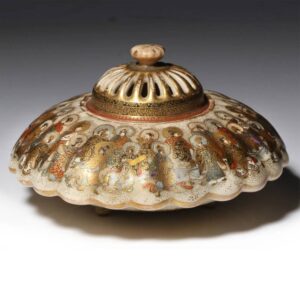 Japanese Satsuma Tripod Gourd Form Censer with 100 Arhats