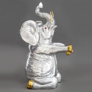Ice Bucket in the Form of an Elephant with Trunk Raised and Jeweled Eyes