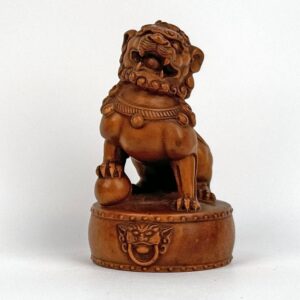Chinese Hand Carved Foo Lion on Drum