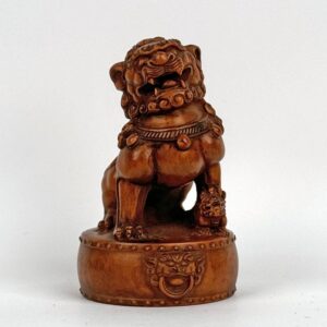 Chinese Hand Carved Foo Lion on Drum