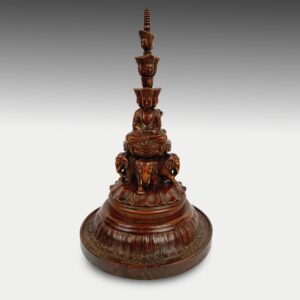 Chinese Hand Carved Wenshu and Puxian Atop Elephant and Lotus Base