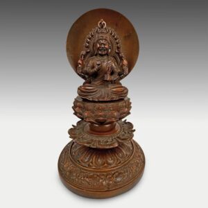 Chinese Hand Carved Figure of Fudo-Myo-O Achalanatha with Mandorla on Lotus Base