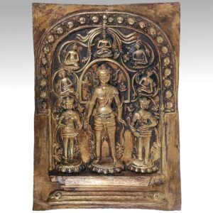 Tibetan Avalokithesvara Flanks By Attendants with Dhyani Buddhas in Mandorla