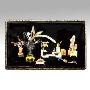 Chinese Lidded Box Inlaid with Gem Stones