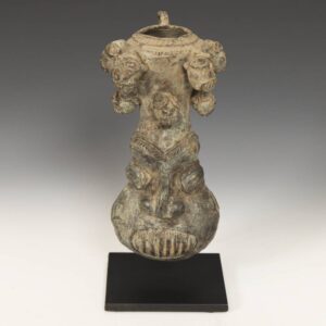 Bamileke Bronze Figural Pipe, Based