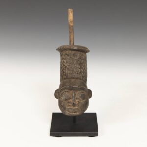 Bamileke Figural Pipe with Stem, Based