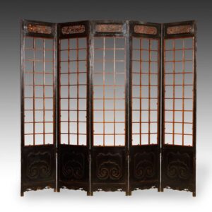 Chinese Five Panel Screen Set with Ru Yi Symbol