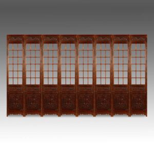 Chinese Eight Panel Screen Set with Double Happiness & Dragon Motifs