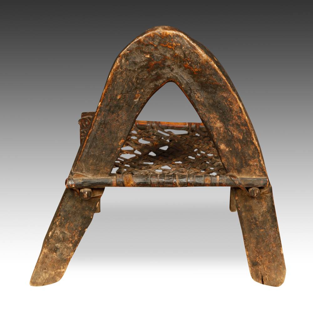 Ethiopian Child's Chair with Plaited Leather Seat - Image 3