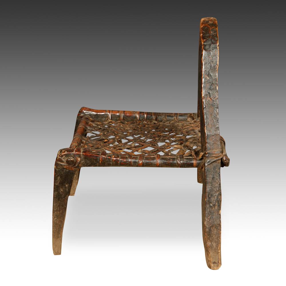 Ethiopian Child's Chair with Plaited Leather Seat - Image 4