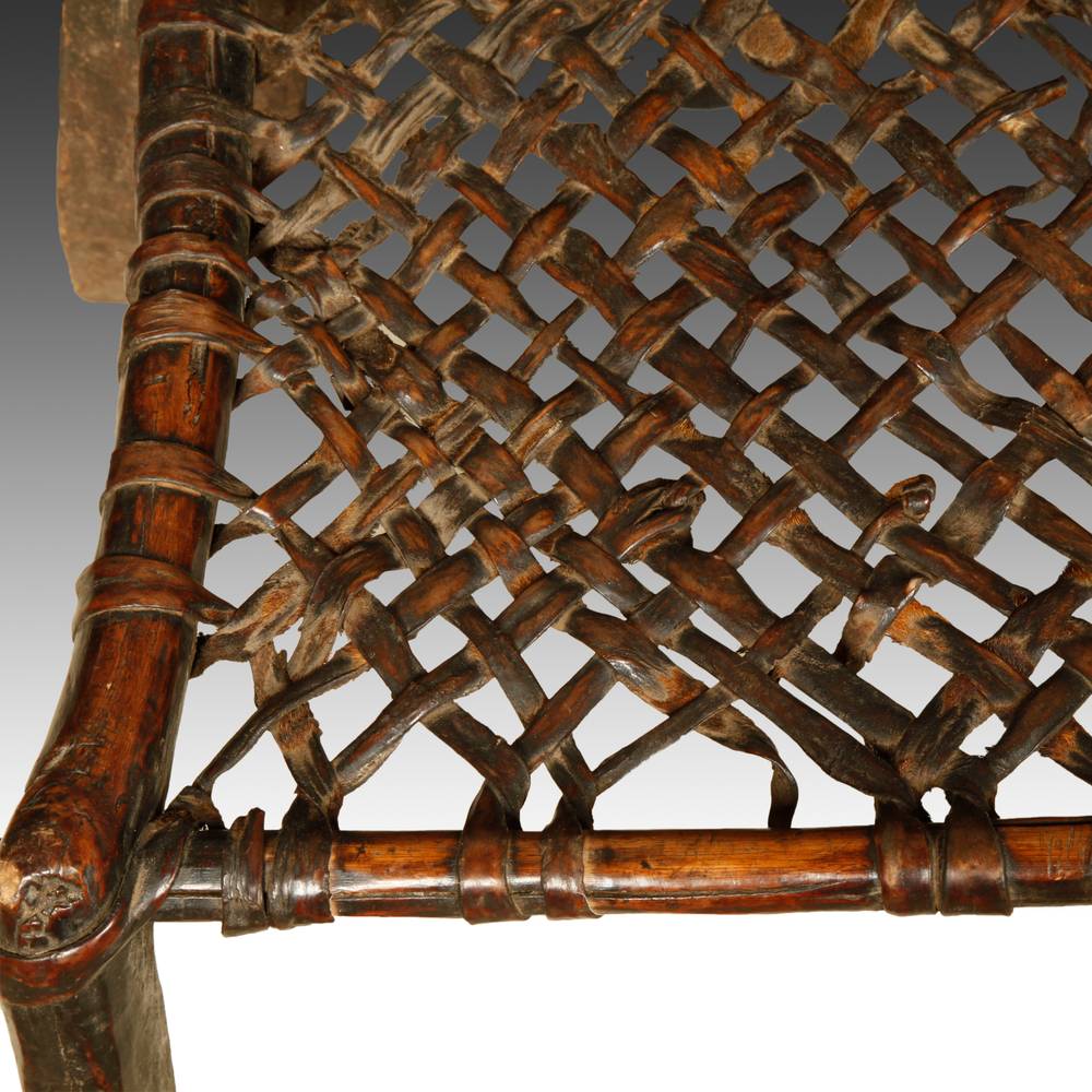 Ethiopian Child's Chair with Plaited Leather Seat - Image 5