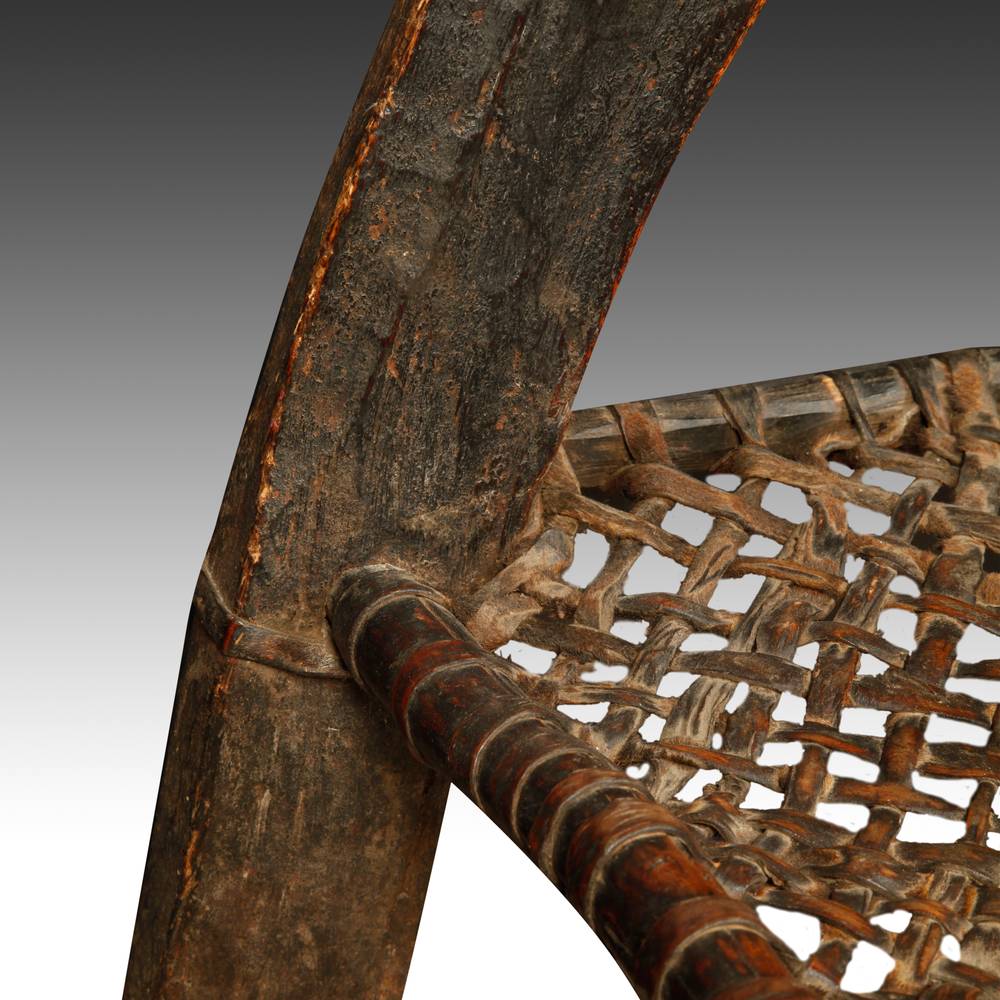 Ethiopian Child's Chair with Plaited Leather Seat - Image 8