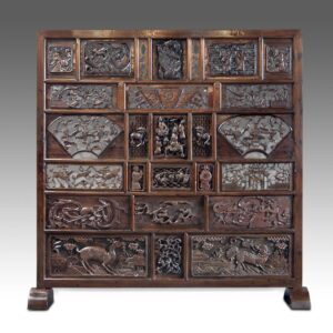 Chinese Pierced Work Floor Screen on Wood Base