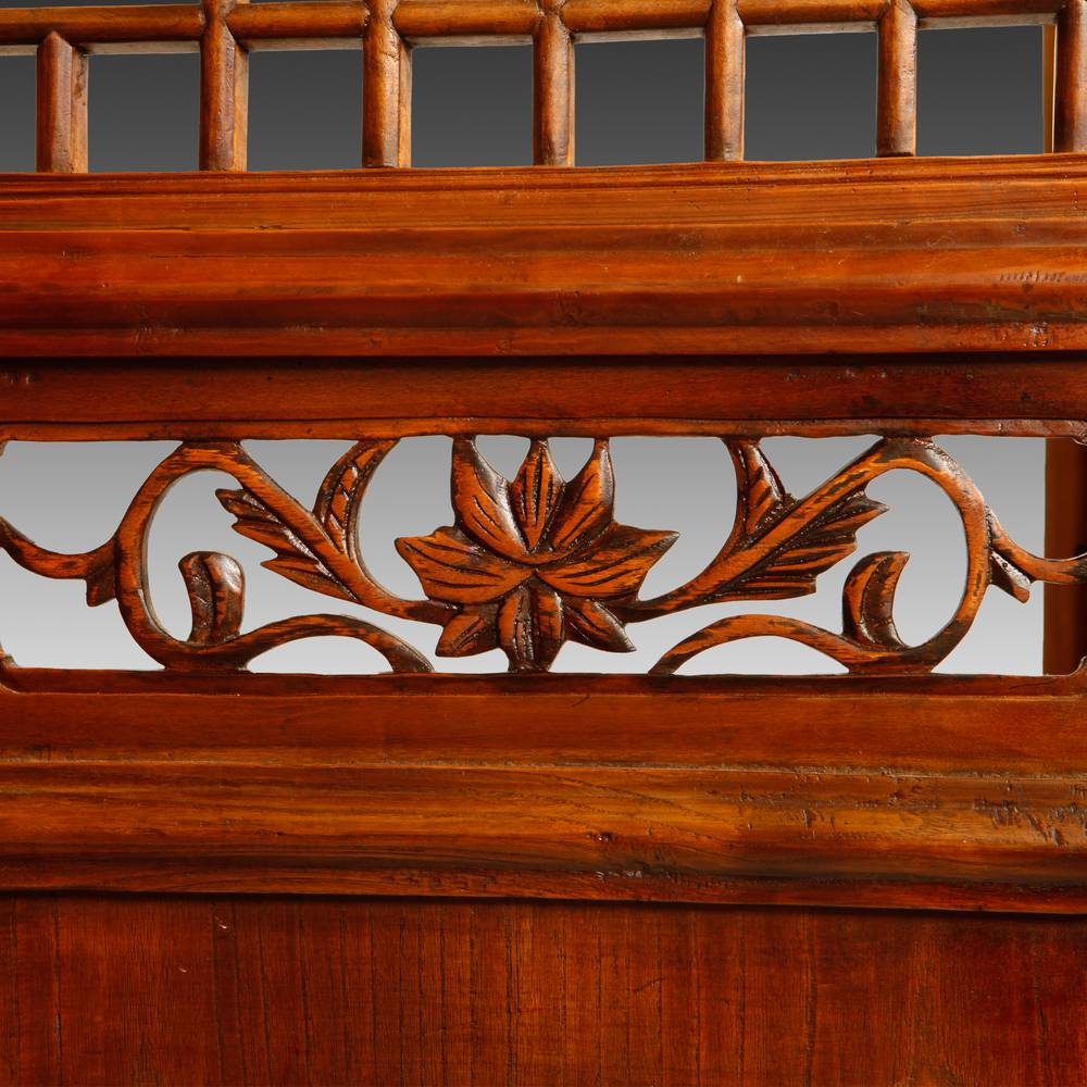 Chinese Four Panel Screen Set with Stylized Lattice - Image 5