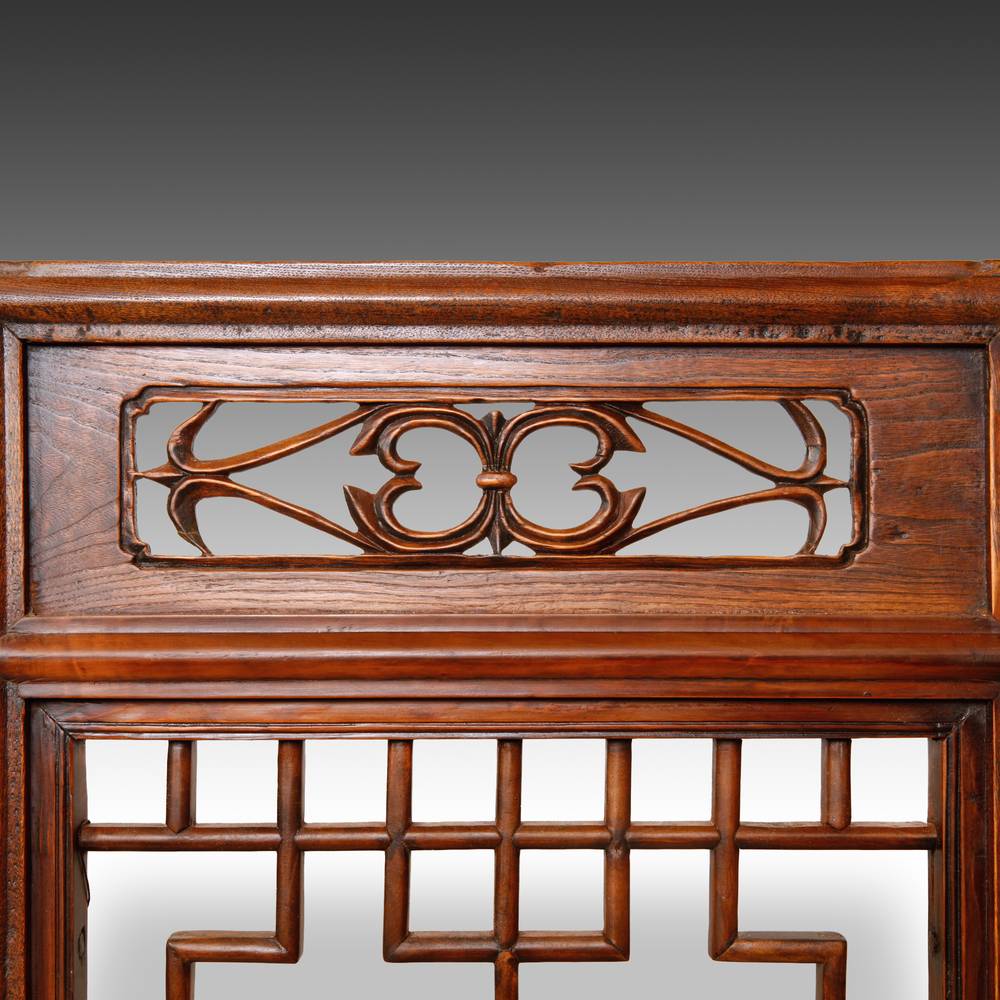 Chinese Four Panel Screen Set with Stylized Lattice - Image 2