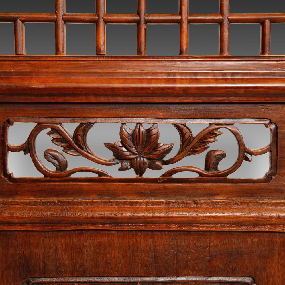 Chinese Four Panel Screen Set with Stylized Lattice - Image 4