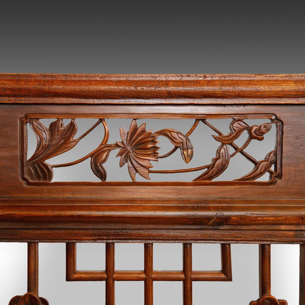 Chinese Four Panel Screen Set with Stylized Lattice - Image 2