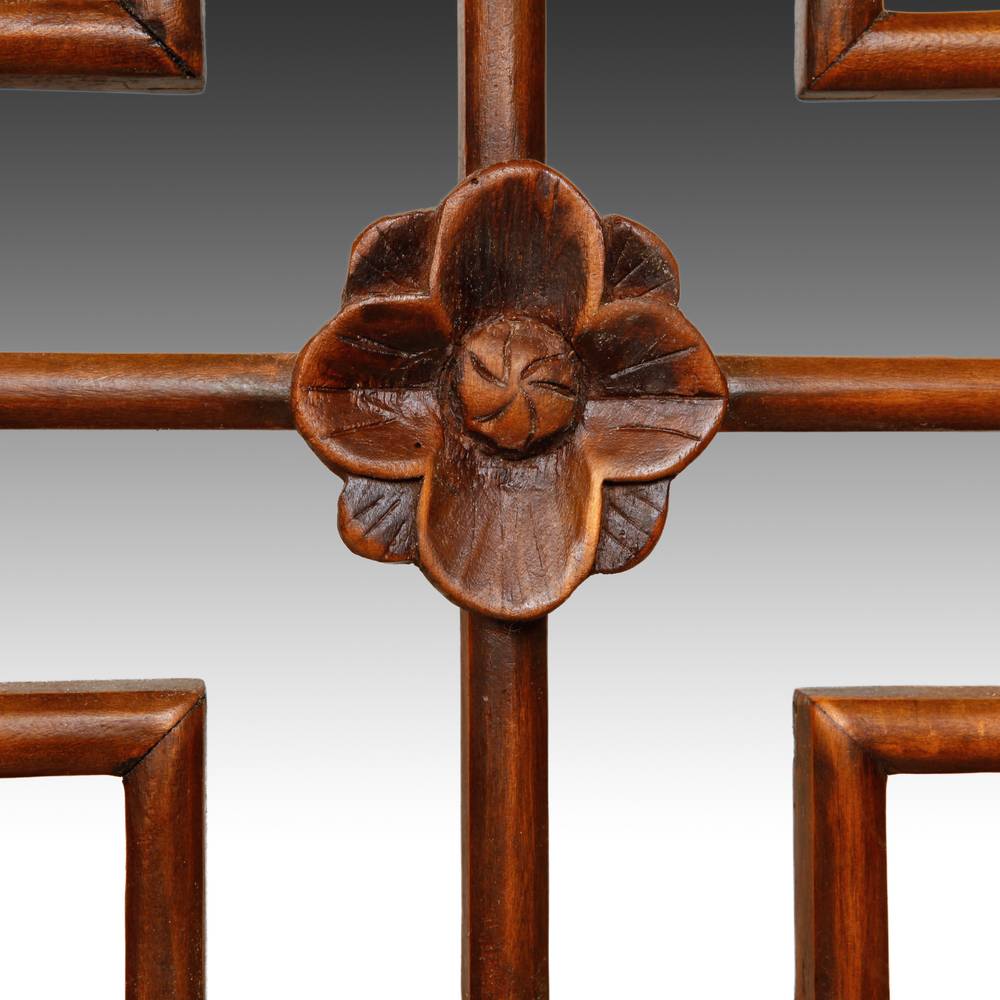 Chinese Four Panel Screen Set with Stylized Lattice - Image 7