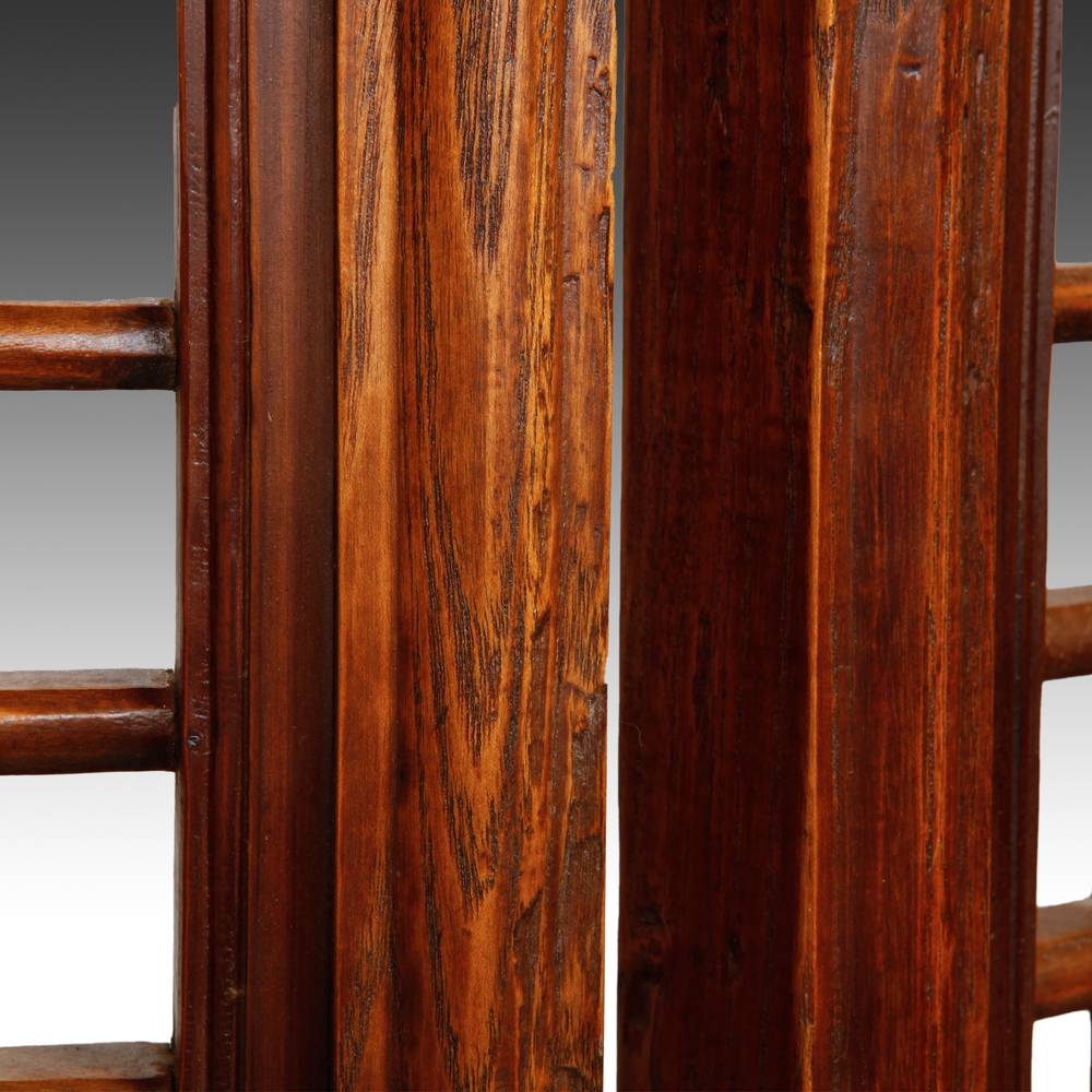 Chinese Four Panel Screen Set with Stylized Lattice - Image 8