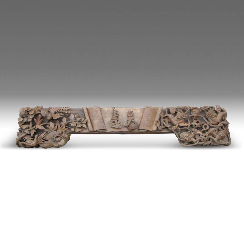 Chinese Door Lintel with Scroll & Rope Motif