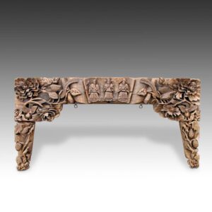 Chinese Door Lintel with Sages, Floral and Phoenix Motif