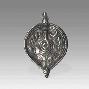 Indian Plaque Amulet Depicting Naga with Sun and Moon