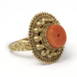 Indian Ring - 21K Gold & Coral