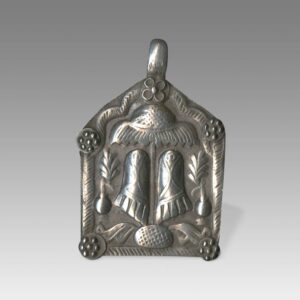 Indian Plaque Amulet Depicting Vishnupadaka Under Chhatri