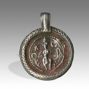 Indian Plaque Amulet Depicting Shiva with Remnants of Tikka
