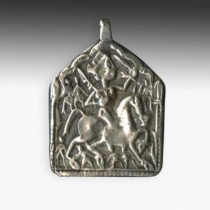 Indian Plaque Amulet Depicting Warrior on Horse