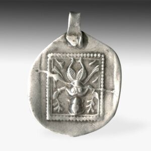 Indian Plaque Amulet Depicting Upside-Down Deity