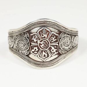 Nepalese Cuff with Lotus Motif and Om Mantra