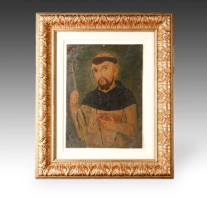 Mexican Retablo Depicting Saint Francisco, Framed