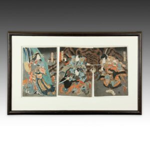 Japanese Woodblock Print Triptych, Framed
