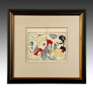 Japanese Shunga Woodblock Print, Framed